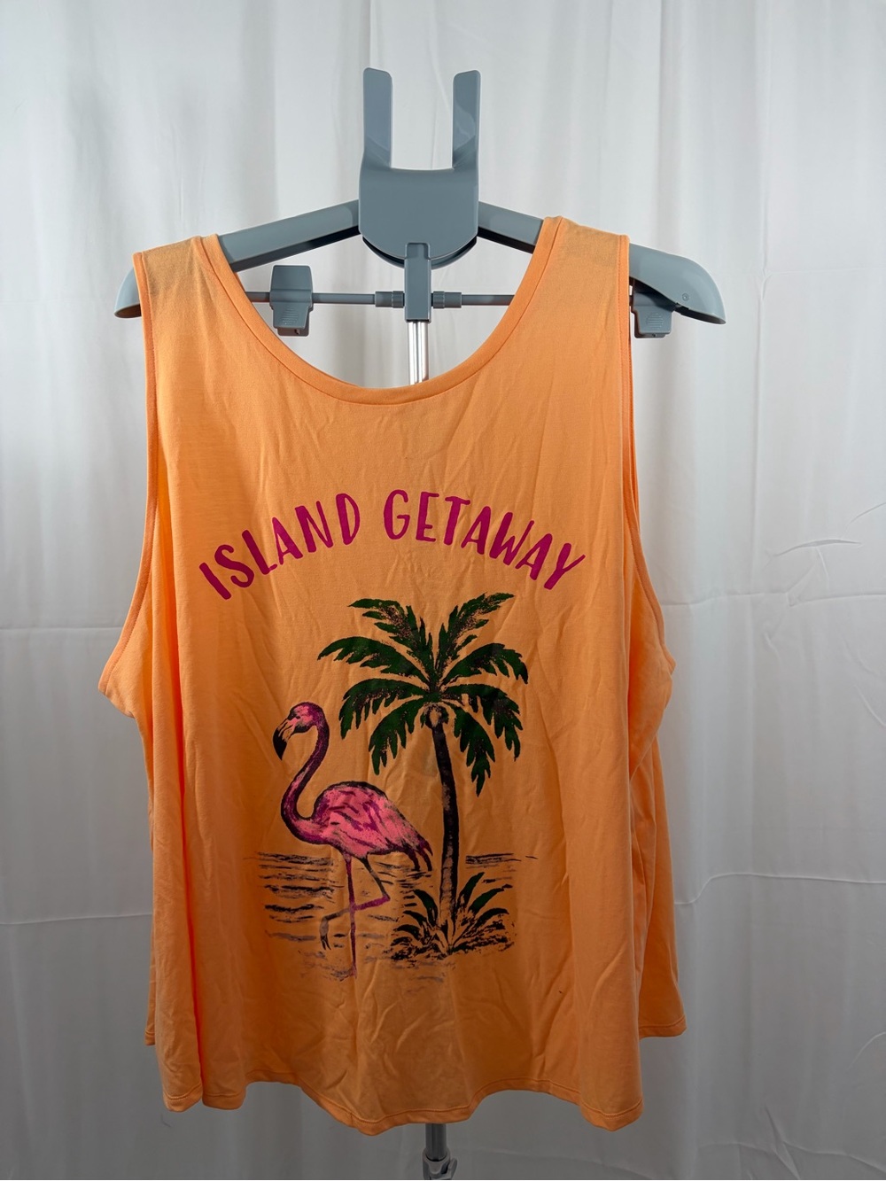 St. John’s Bay Women’s Size 3X Island Getaway Orange Graphic Tank Top Lightweigh
